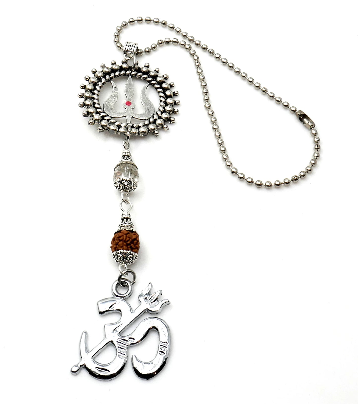 Evil Eye Protection Divine OM & Shiva Trishul Pendant Key Ring/Key Chain for Positive Vibes, Happiness, Good Fortune, Good Luck, Prosperity