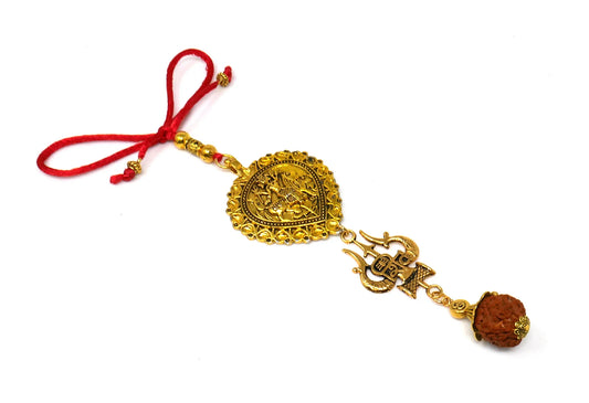 Shiv Shakti, Hindu Goddess Durga & Lord Shiv ji Protection Car Rear View Mirror Hanging-India Spiritual Hanging for Car Home Office Business