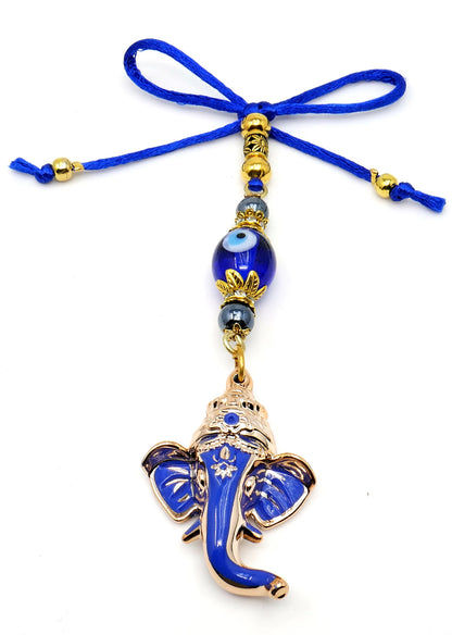 Ganesha | Evil Eye Protection | Car Rearview Mirror Ornament | Good Luck | Happiness | Good Fortune & Prosperity | Success in Study