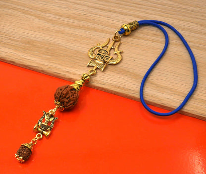 Evil Eye Protection Divine Shiva Trishul Pendant Car Mirror Hanging, Handbag/Backpack Hanging for Good Luck Protection