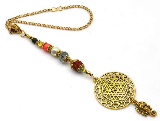 Divine Sri Yantra Evil Eye Protection Hanging-Money Attraction Yantra/Amulet for Good Luck,Success,Fortune,Prosperity & phenomenal Abundance