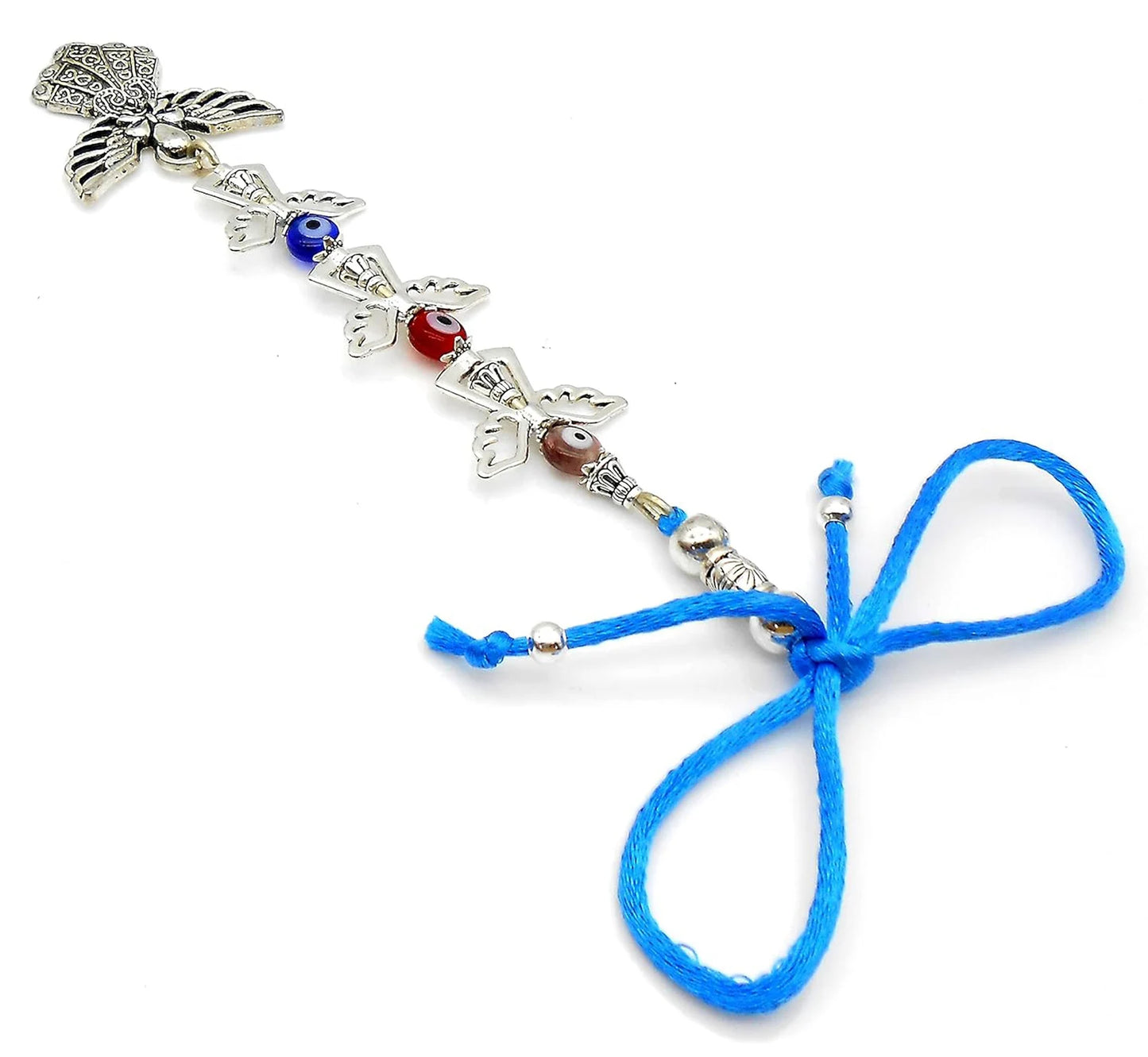 Evil Eye Protection, Cute Guardian Angel & Silk Thread Tassel Car Rear View Mirror Hanging-Bagpack/Purse Charm- New Car Gift