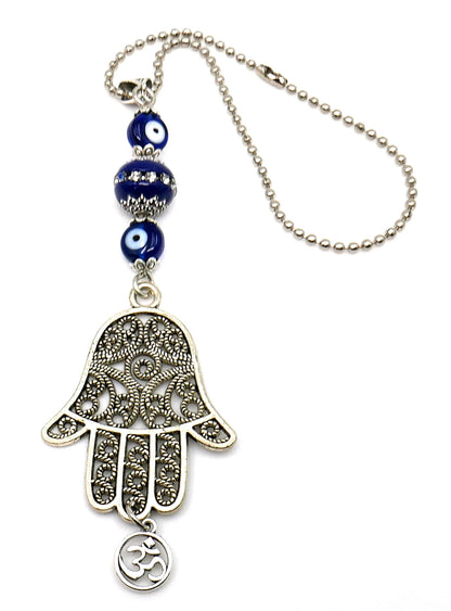Hamsa Hand Pendant Evil Eye Protection Car Rear View Mirror Hanging, Hamsa Hand New Car/ New House Gift, Good Luck & Travel Safe Gift
