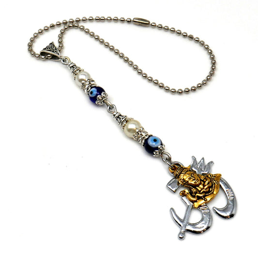 Lord Shiva OM Pendant Evil Eye Protection Car Mirror Hanging-Mahadev And OM Traditional Designed Hanging-Spiritual Gift for Your Loved One