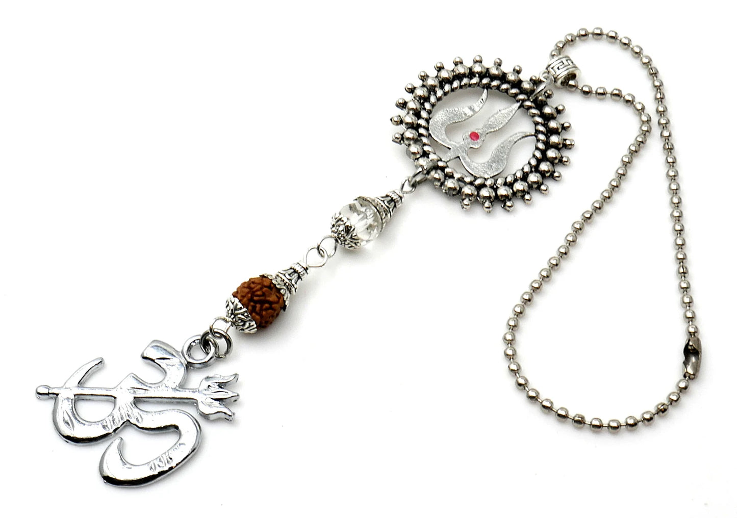 Evil Eye Protection Divine OM & Shiva Trishul Pendant Key Ring/Key Chain for Positive Vibes, Happiness, Good Fortune, Good Luck, Prosperity