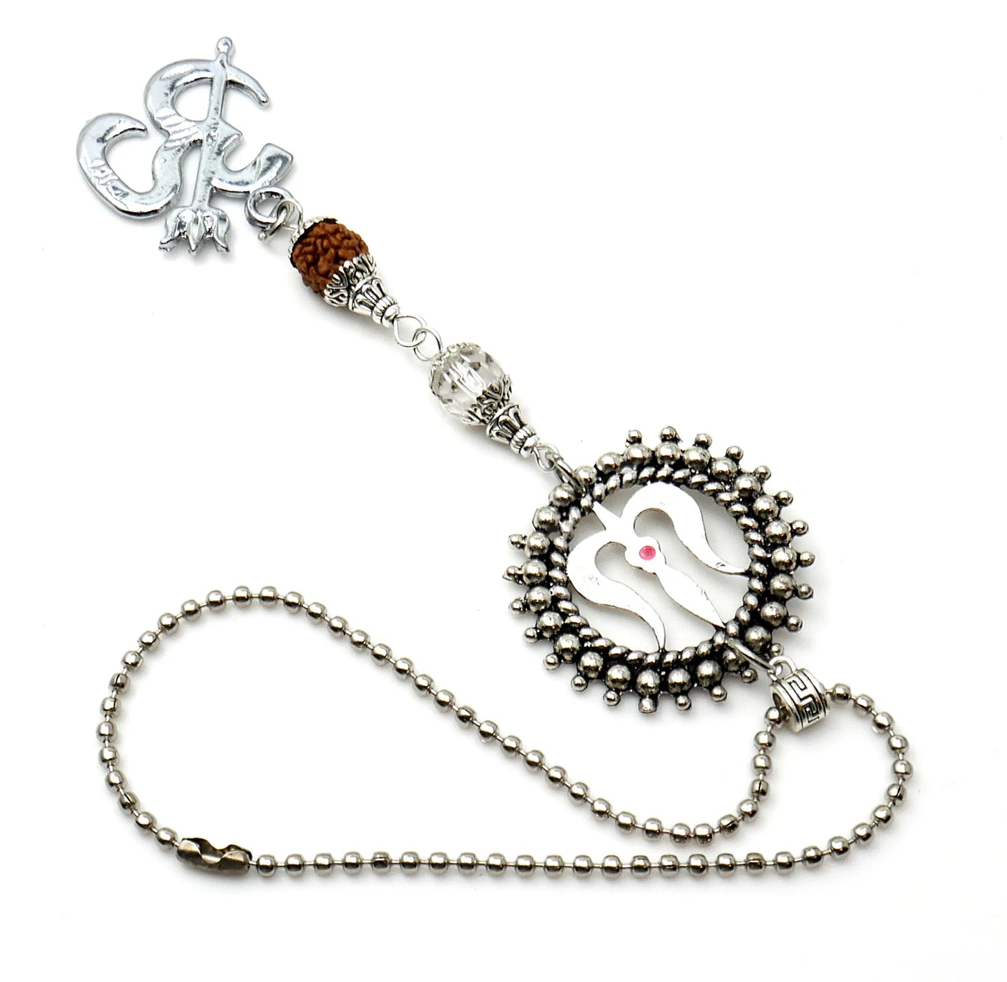 Evil Eye Protection Divine OM & Shiva Trishul Pendant Key Ring/Key Chain for Positive Vibes, Happiness, Good Fortune, Good Luck, Prosperity