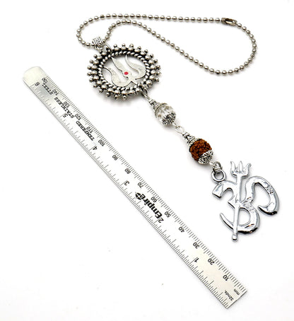 Evil Eye Protection Divine OM & Shiva Trishul Pendant Key Ring/Key Chain for Positive Vibes, Happiness, Good Fortune, Good Luck, Prosperity