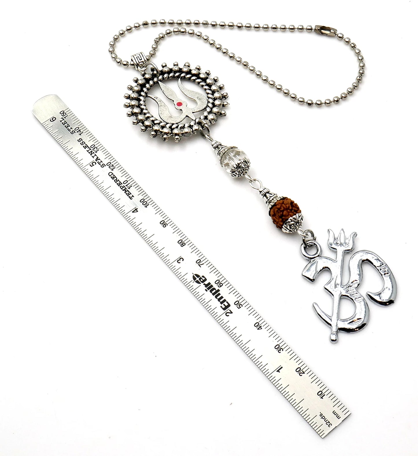 Evil Eye Protection Divine OM & Shiva Trishul Pendant Key Ring/Key Chain for Positive Vibes, Happiness, Good Fortune, Good Luck, Prosperity