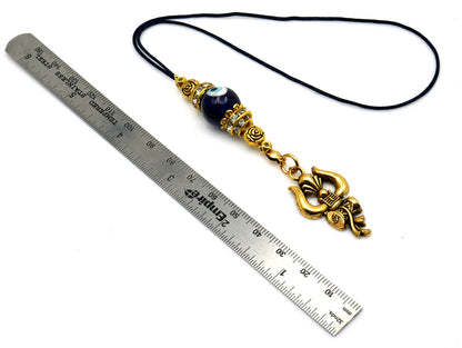 Lord Shiva Trident/Trishul | Antique Golden Pendant | Evil Eye Protection | Amazing Design Car Rearview Mirror Hanging | Positive Vibrations