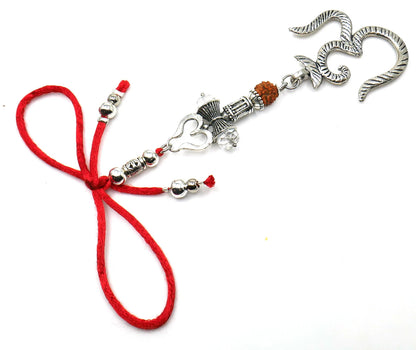 Evil Eye Protection Divine OM & Shiva Trishul Damroo Hanging for Car Rear View Mirror/Door/Business/Office-Nazar Protection