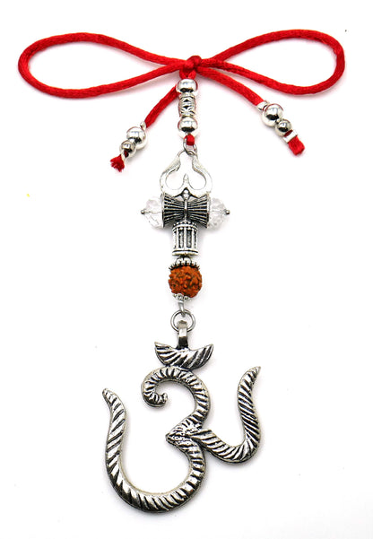 Evil Eye Protection Divine OM & Shiva Trishul Damroo Hanging for Car Rear View Mirror/Door/Business/Office-Nazar Protection