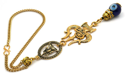 Evil Eye Protection Lord Shiva & Divine Power Trishul Pendant Car Mirror Hanging, Handbag/Backpack Hanging for Good Luck and Protection