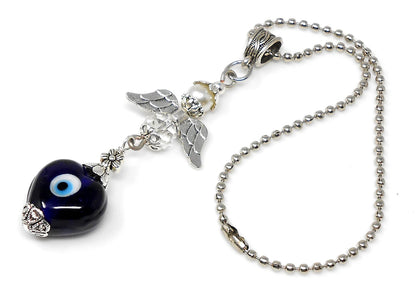 Evil Eye, Evil Eye Protection, Guardian Angel Car Rear View Mirror Ornament Charm, Angel Bag Charm, Travel Angel Protection, New Driver Gift