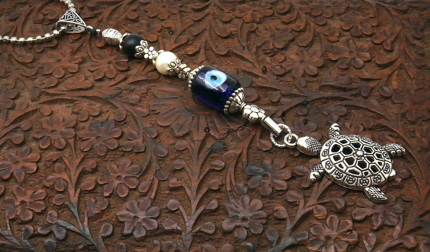 Turtle Evil Eye Protection Car Mirror Hanging, Sea Beach Lucky Turtle Friendship Gifts, Tortoise Spiritual Animal Good Luck Hanging Charm