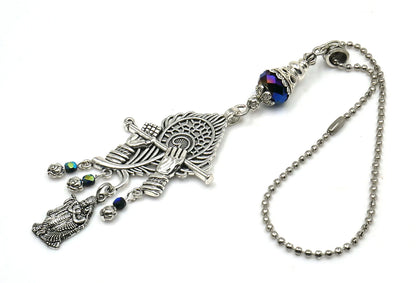 God Radha Krishna Evil Eye Protection Lord Krishna Playing Flute Pendant, Kanha with Flute Blessings & Protection Amulet, Hindu Namaste Gift