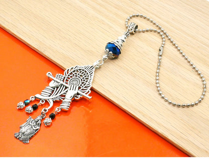 God Radha Krishna Evil Eye Protection Lord Krishna Playing Flute Pendant, Kanha with Flute Blessings & Protection Amulet, Hindu Namaste Gift