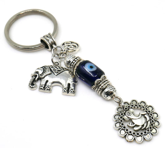 Ganesha | Evil Eye Protection |Ganesha & Lucky Elephant Key Ring | Good Luck | Happiness | Good Fortune | Success | Prosperity |Spirituality