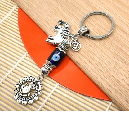 Ganesha | Evil Eye Protection |Ganesha & Lucky Elephant Key Ring | Good Luck | Happiness | Good Fortune | Success | Prosperity |Spirituality