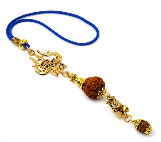 Evil Eye Protection Divine Shiva Trishul Pendant Car Mirror Hanging, Handbag/Backpack Hanging for Good Luck Protection