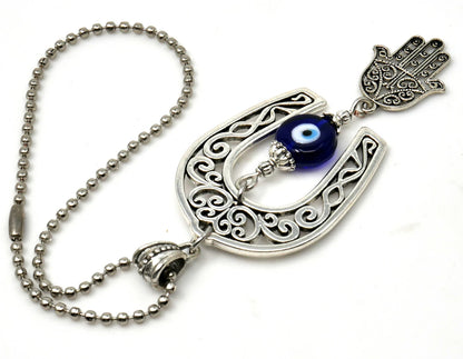 Lucky Horseshoe Evil Eye Protection Hanging for Home/Office Door-RearView Car Charm -Good Luck Housewarming Gift for your Client/Friends