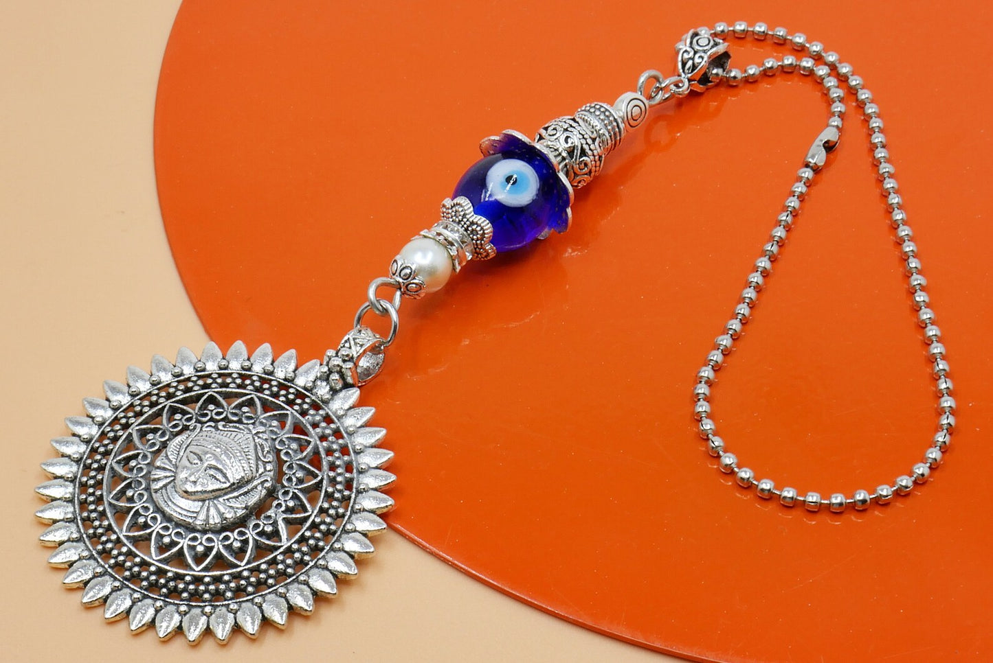 Goddess Durga Traditional Highly Spiritual Car Rear View Mirror Hanging-Evil Eye Protection Durga Charm Hindu Hinduism Religious Pendant