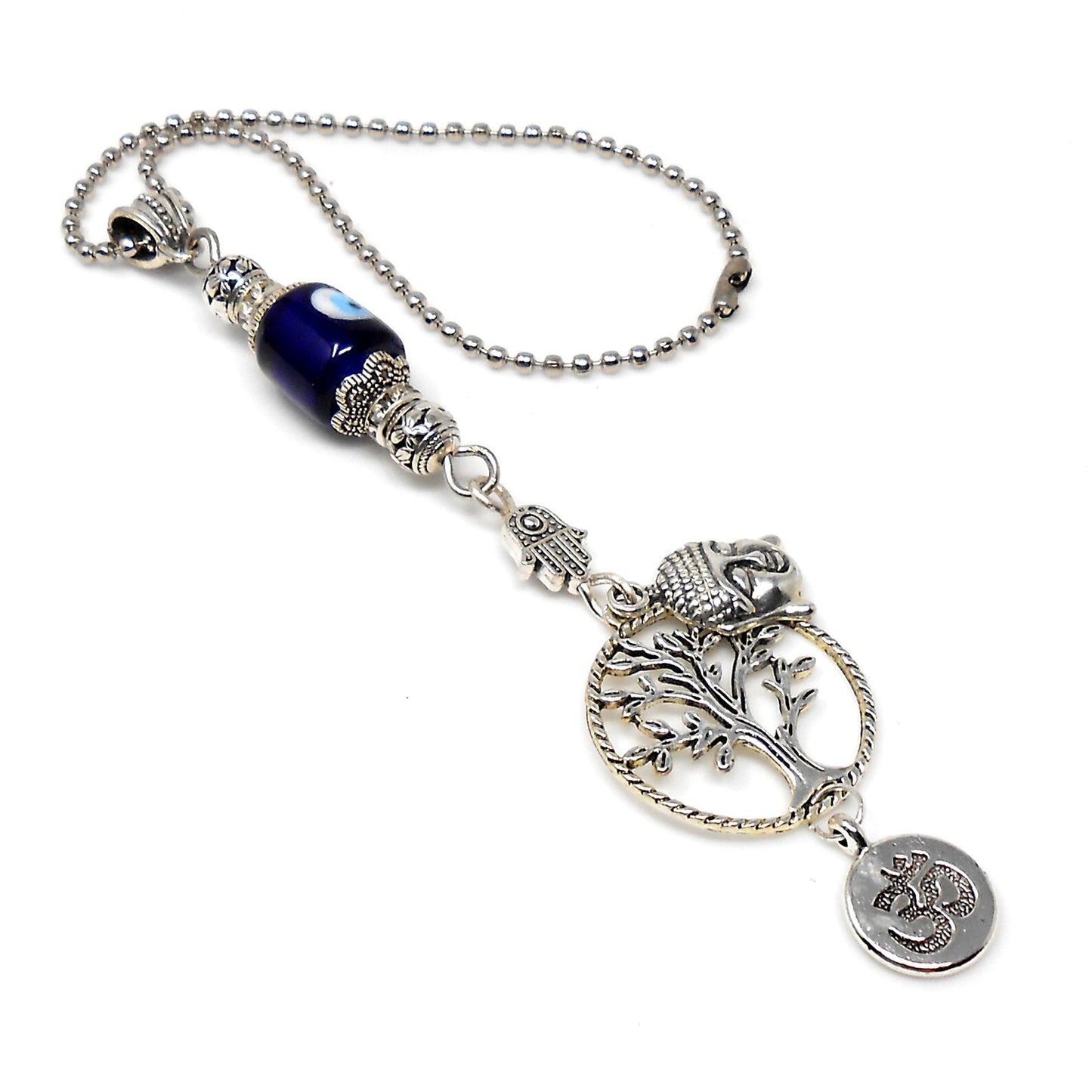 Evil Eye Protection Divine OM, Buddha, Hamsa & Tree Of Life Key Chain/ Key Ring for Good Luck, Car Hanging for Safe Travel and Protection