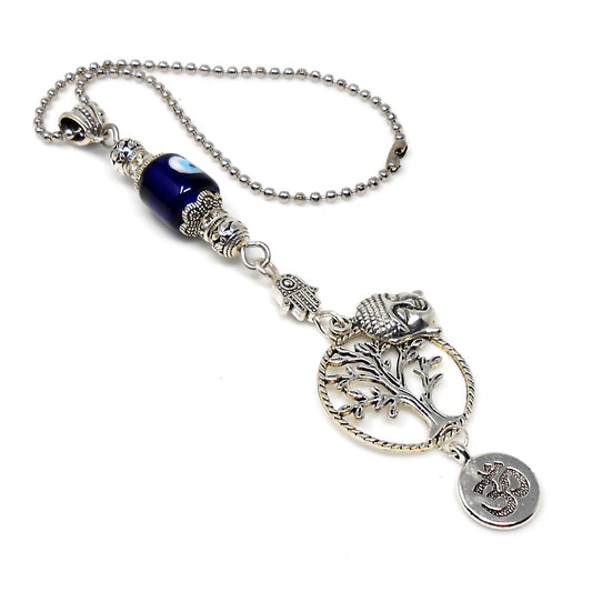 Evil Eye Protection Divine OM, Buddha, Hamsa & Tree Of Life Key Chain/ Key Ring for Good Luck, Car Hanging for Safe Travel and Protection