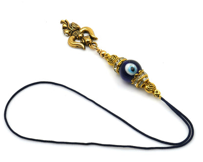 Lord Shiva Trident/Trishul | Antique Golden Pendant | Evil Eye Protection | Amazing Design Car Rearview Mirror Hanging | Positive Vibrations