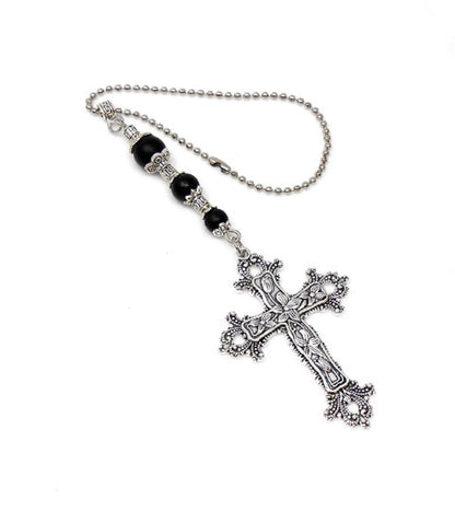 Holy Cross Car Charms Rear View Mirror | Natural Stone Beads | Cross Car Rearview Mirror Ornament | Car Hanger| Blessings | Faith | Hope