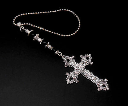 Holy Cross Car Charms Rear View Mirror | Natural Stone Beads | Cross Car Rearview Mirror Ornament | Car Hanger| Blessings | Faith | Hope