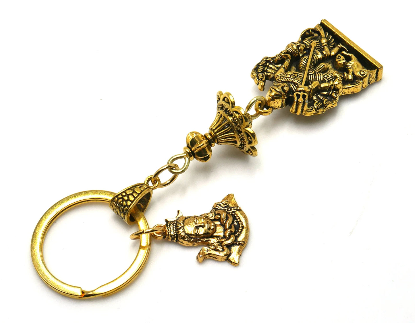 Shiv Shakti Key Ring for Pocket & Wallet , Hindu Goddess maa Durga and Shiva Key Ring for divine blessing/Protection/Shieling, Namaste Gift