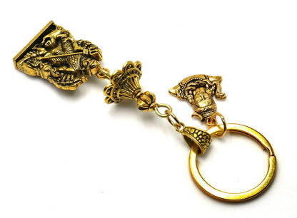 Shiv Shakti Key Ring for Pocket & Wallet , Hindu Goddess maa Durga and Shiva Key Ring for divine blessing/Protection/Shieling, Namaste Gift
