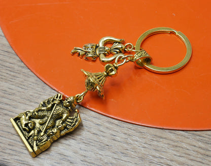 Shiv Shakti Key Ring for Pocket & Wallet , Hindu Goddess maa Durga and Shiva Key Ring for divine blessing/Protection/Shieling, Namaste Gift