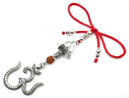 Evil Eye Protection Divine OM & Shiva Trishul Damroo Hanging for Car Rear View Mirror/Door/Business/Office-Nazar Protection