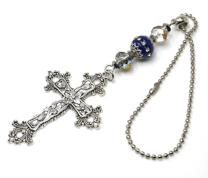 Car Rear View Mirror Cross charm hanging | Evil Eye Protection | House Warming Gift | New House gift for Good Luck | New Car Namaste Gift