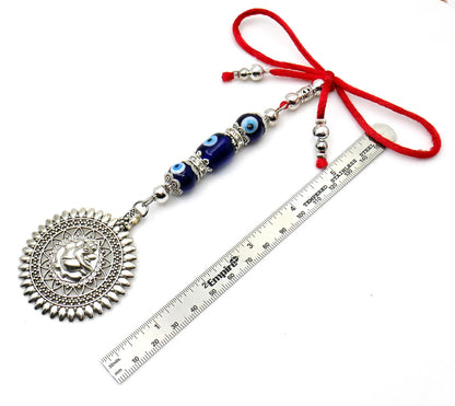 Ganesha | Evil Eye Protection | 3 Evil Eye Beads Car Rearview Mirror Ornament | Good Luck | Happiness | Good Fortune | Success | Prosperity