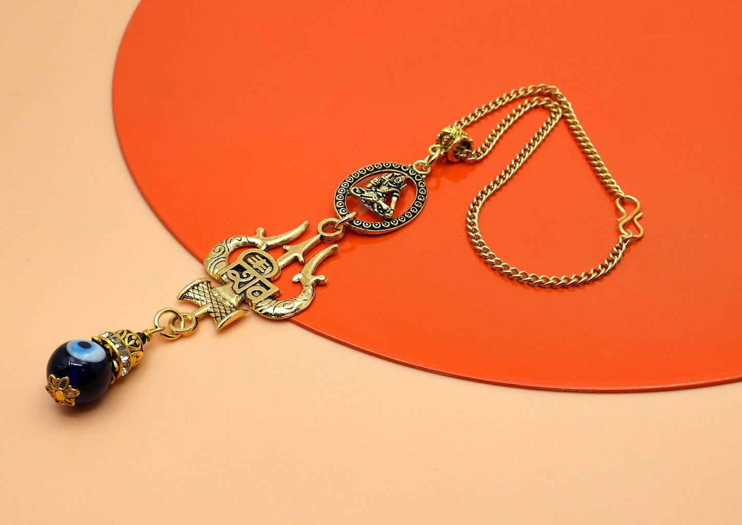Evil Eye Protection Lord Shiva & Divine Power Trishul Pendant Car Mirror Hanging, Handbag/Backpack Hanging for Good Luck and Protection