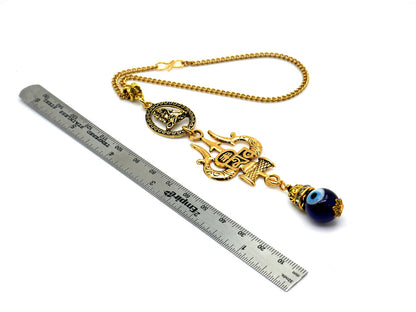 Evil Eye Protection Lord Shiva & Divine Power Trishul Pendant Car Mirror Hanging, Handbag/Backpack Hanging for Good Luck and Protection
