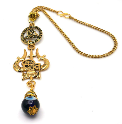 Evil Eye Protection Lord Shiva & Divine Power Trishul Pendant Car Mirror Hanging, Handbag/Backpack Hanging for Good Luck and Protection
