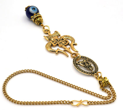 Evil Eye Protection Lord Shiva & Divine Power Trishul Pendant Car Mirror Hanging, Handbag/Backpack Hanging for Good Luck and Protection