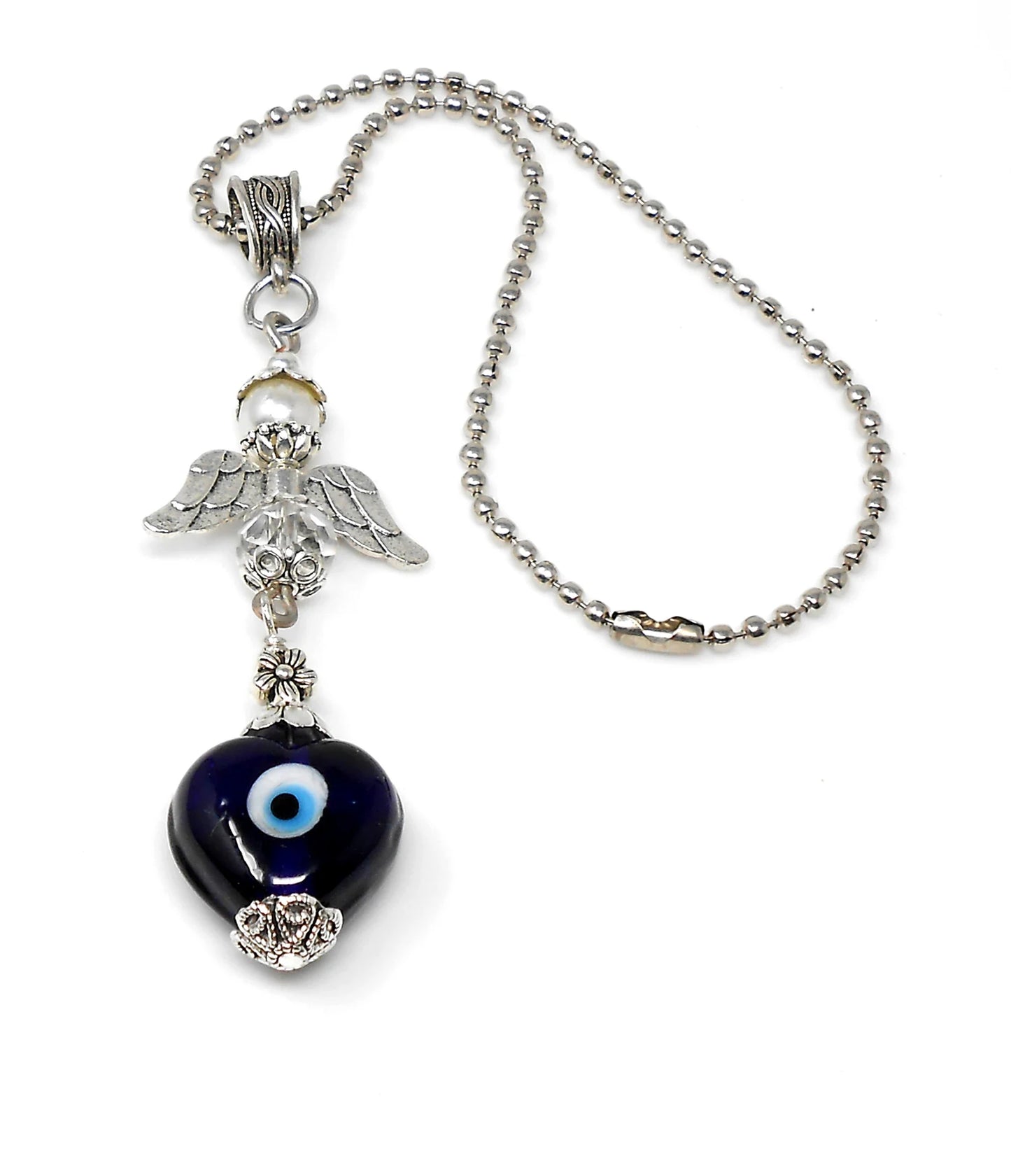 Evil Eye, Evil Eye Protection, Guardian Angel Car Rear View Mirror Ornament Charm, Angel Bag Charm, Travel Angel Protection, New Driver Gift
