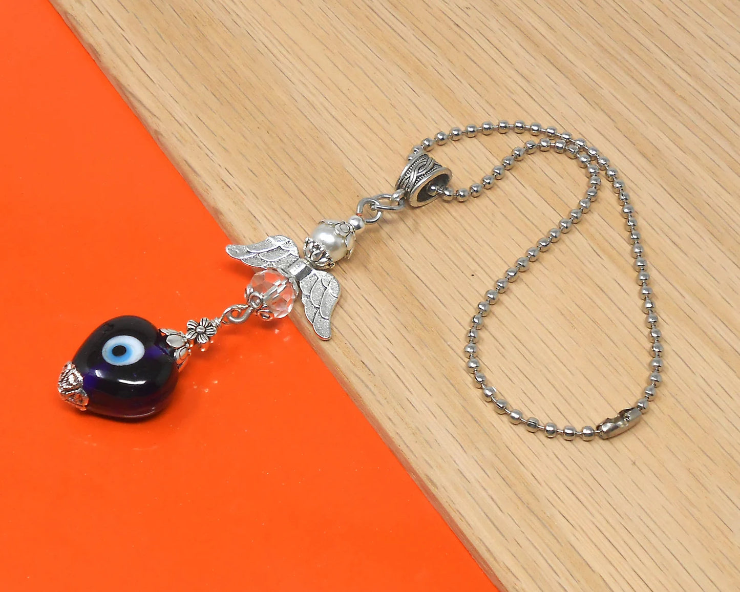 Evil Eye, Evil Eye Protection, Guardian Angel Car Rear View Mirror Ornament Charm, Angel Bag Charm, Travel Angel Protection, New Driver Gift