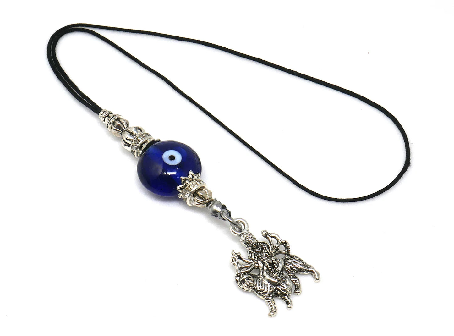 Evil Eye Protection Goddess Durga Maa Kavach(Amulet)-Cell Phone Dangler-Rear View Mirror Car Hanger- Hindu Goddess of Protection & Strength