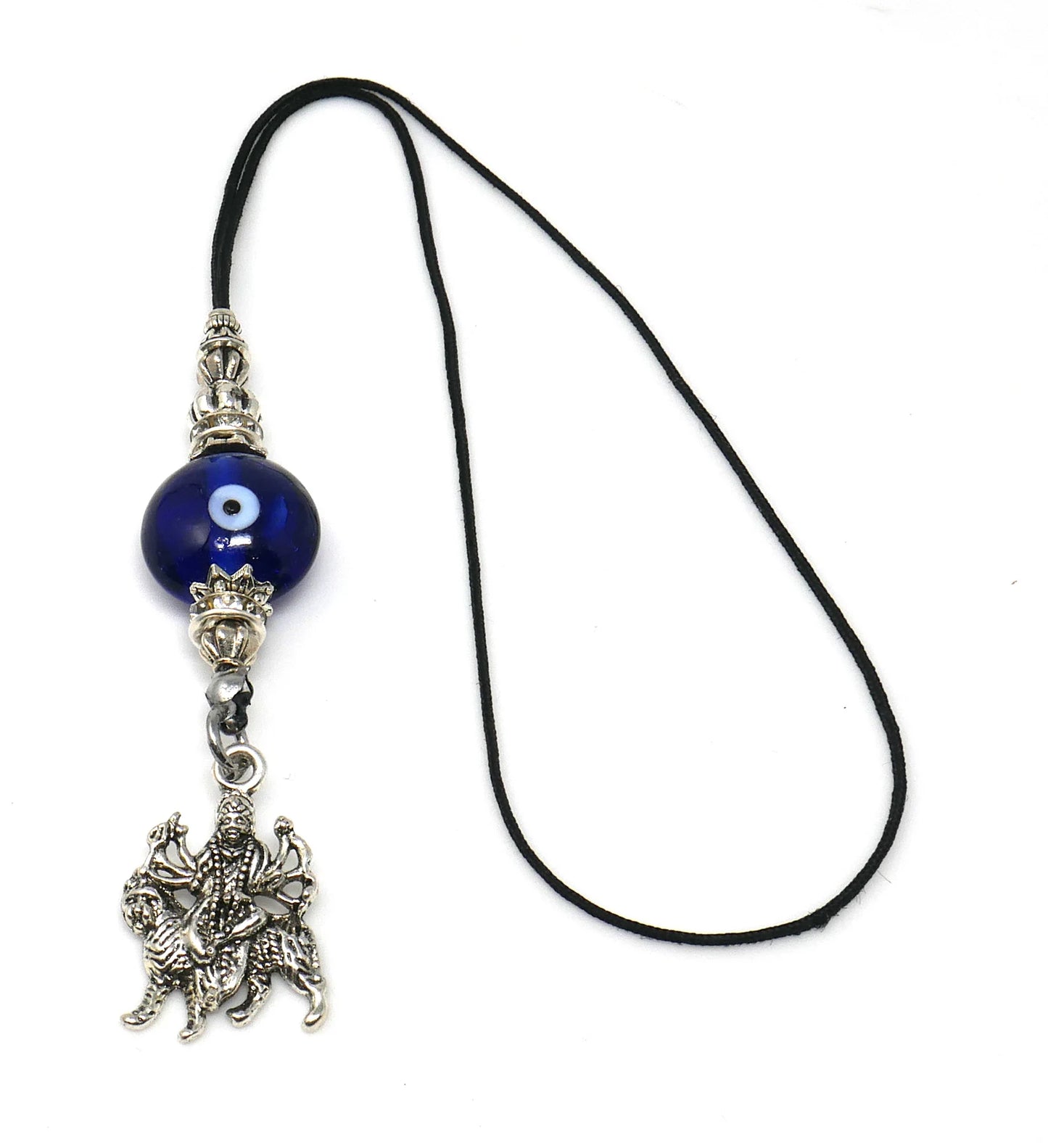 Evil Eye Protection Goddess Durga Maa Kavach(Amulet)-Cell Phone Dangler-Rear View Mirror Car Hanger- Hindu Goddess of Protection & Strength