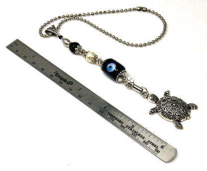 Turtle Evil Eye Protection Car Mirror Hanging, Sea Beach Lucky Turtle Friendship Gifts, Tortoise Spiritual Animal Good Luck Hanging Charm