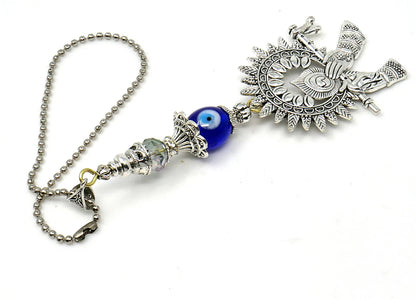 Krishna Pendant Evil Eye Protection Lord Krishna Playing Flute Pendant Car Mirror Hanging, Krishna Protection Amulet, Hindu God Namaste Gift