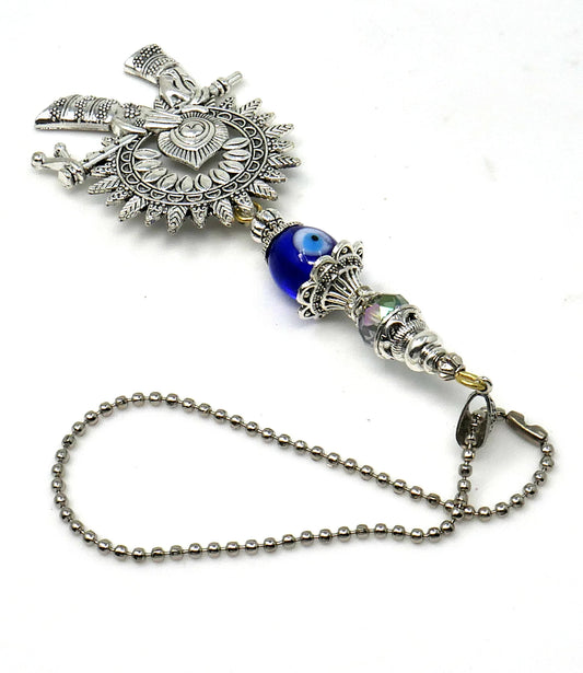 Krishna Pendant Evil Eye Protection Lord Krishna Playing Flute Pendant Car Mirror Hanging, Krishna Protection Amulet, Hindu God Namaste Gift