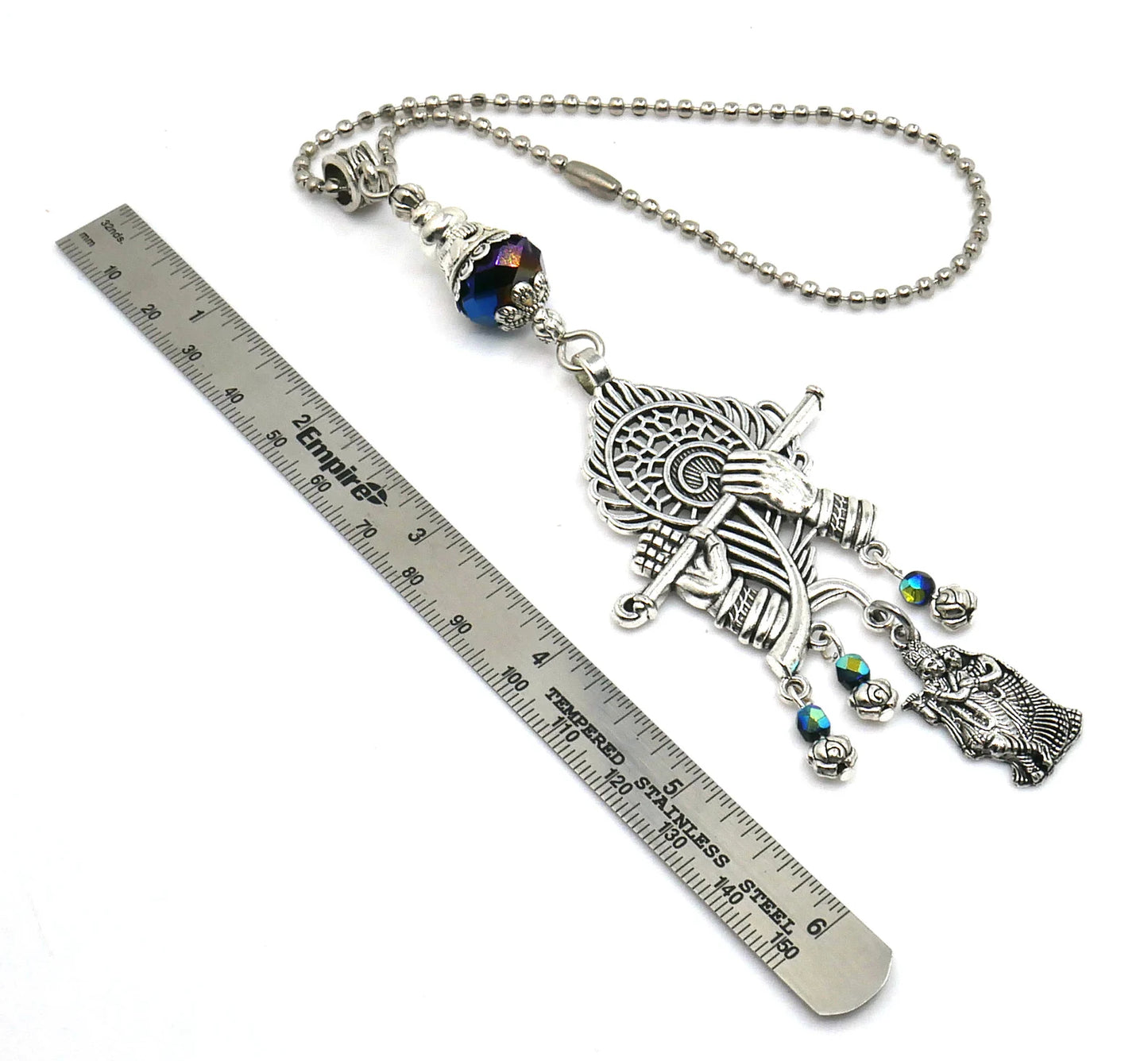God Radha Krishna Evil Eye Protection Lord Krishna Playing Flute Pendant, Kanha with Flute Blessings & Protection Amulet, Hindu Namaste Gift