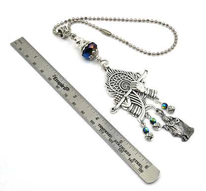 God Radha Krishna Evil Eye Protection Lord Krishna Playing Flute Pendant, Kanha with Flute Blessings & Protection Amulet, Hindu Namaste Gift
