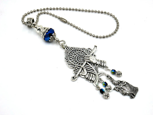 God Radha Krishna Evil Eye Protection Lord Krishna Playing Flute Pendant, Kanha with Flute Blessings & Protection Amulet, Hindu Namaste Gift